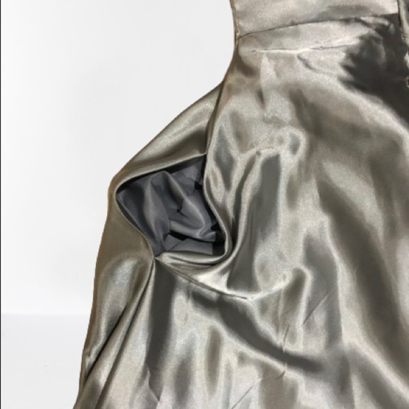 Off Shoulder Bridesmaid Prom Side Slit Satin Formal Evening with Pockets Dress - Picture 10 of 13